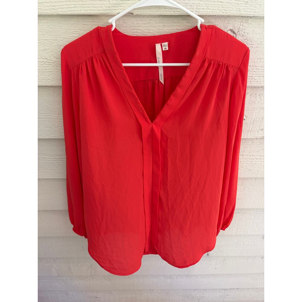 Bellatrix Coral Pink Blouse – Size Medium – Lightweight V-Neck Long Sleeve Top - Picture 2 of 5